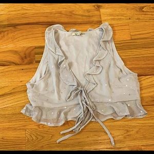Cropped Ruffle tank with Metallic Star detail